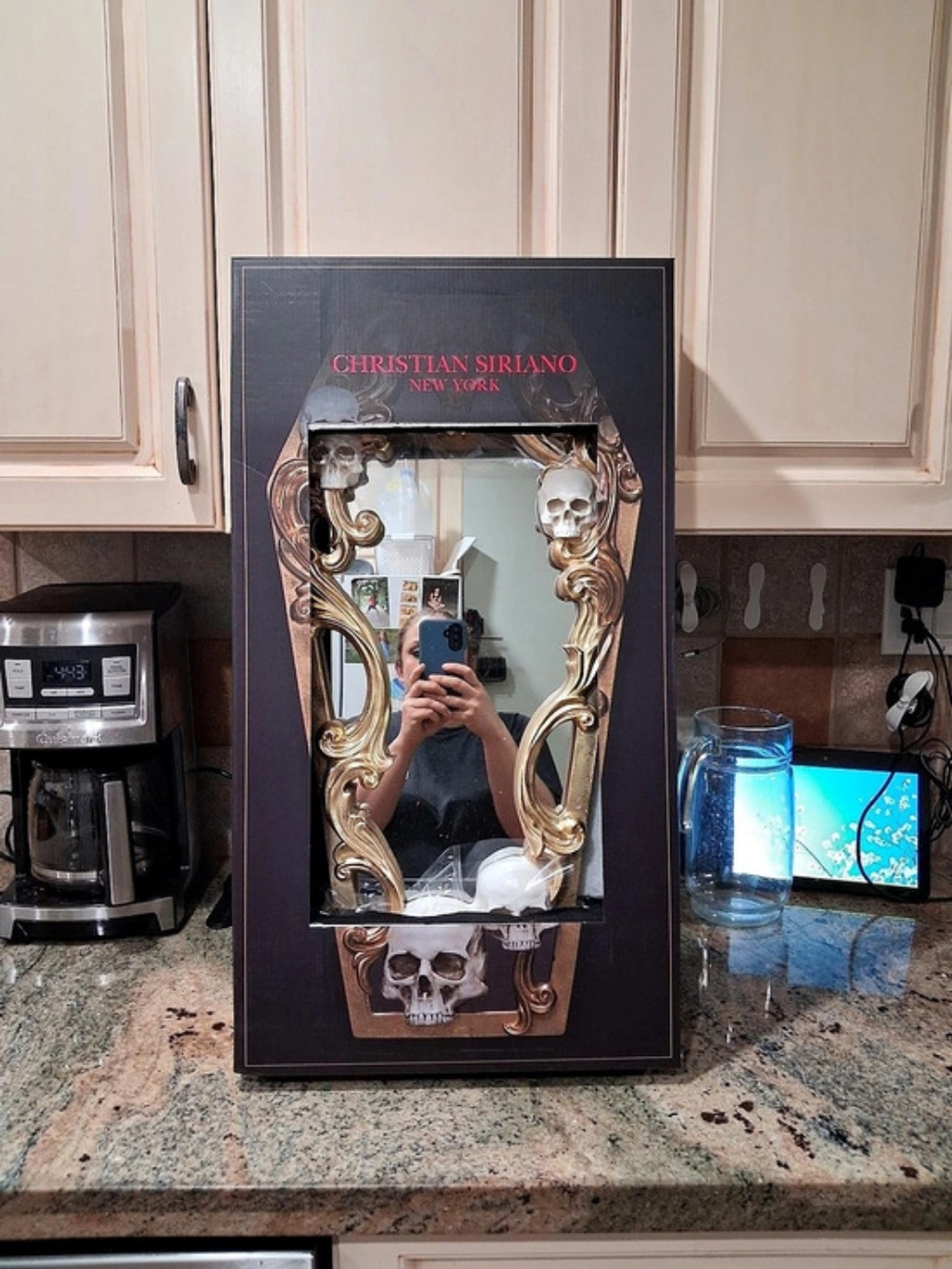 Christian Siriano New York Gothic Coffin Skull Mirror Black & Gold